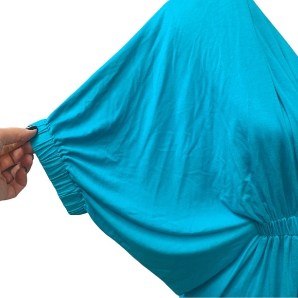 TRINA TURK Tunic Dress Batwing Gathered Waist Turquoise Size 4 - Picture 6 of 9